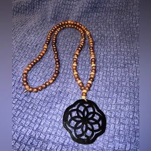 Hannah Necklace - Black w/ Brown Beads